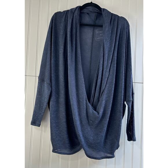 Free People We The Free Sheila Hacci Blue Long Sleeve Draped Front Flowy Top - Picture 1 of 9